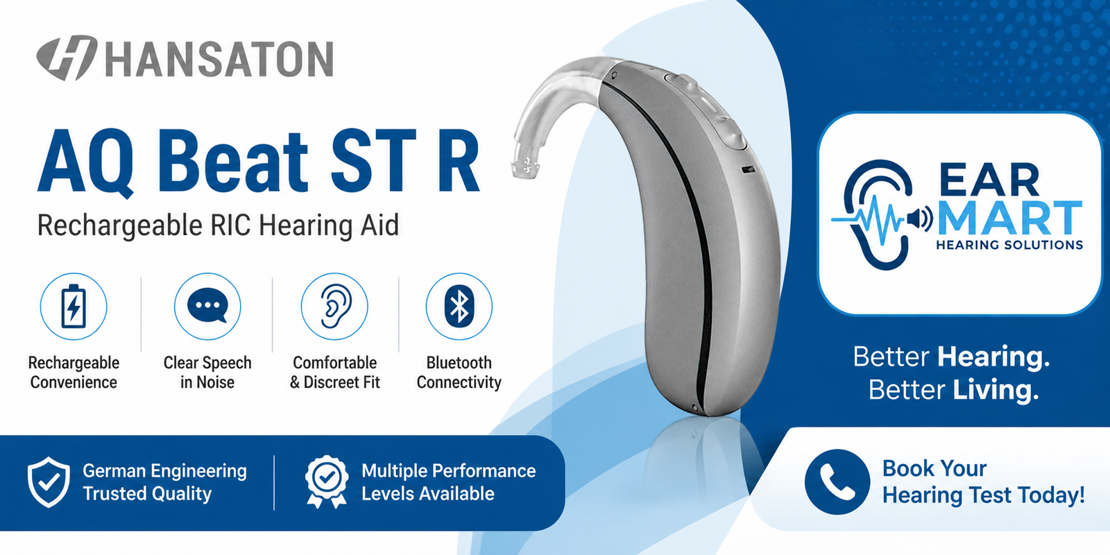 Hansaton AQ Beat ST R (Rechargeable RIC Hearing Aid)
