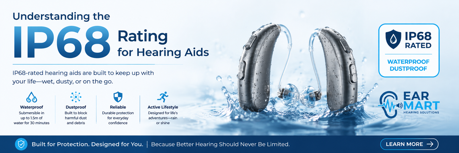 Waterproof hearing aids for active lifestyles